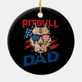 Mens American Pitbull Vater 4. Juli Keramik Ornament (Hinten)
