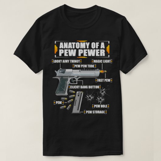 Mens Anatomie einer Pew Pewer Ammo Gun 9mm Pistole T-Shirt (Design vorne)