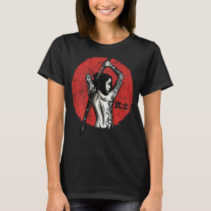 Mens Ancient japan Krieger auf der Rückseite Retro T-Shirt