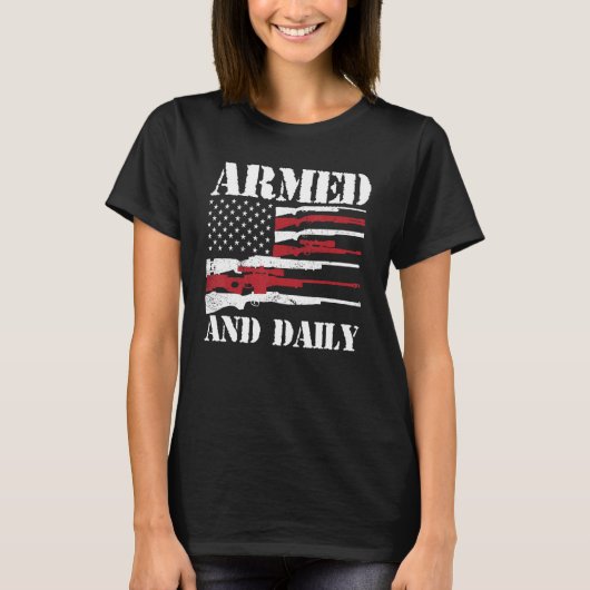 Mens Armed And Dadly Deadly Father For Fathers Da T-Shirt (Vorderseite)