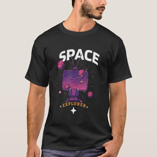 Mens Astronaut Helmet Sonnensystem Fernsehen für T-Shirt (Vorderseite)