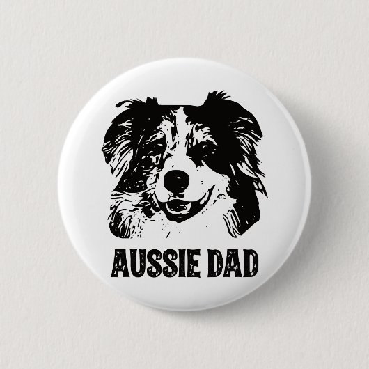 Mens Aussie Vater - Australian Shepherd Dog Vater Button (Vorderseite)