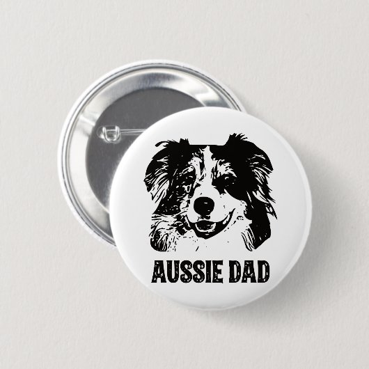 Mens Aussie Vater - Australian Shepherd Dog Vater Button (Vorne & Hinten)