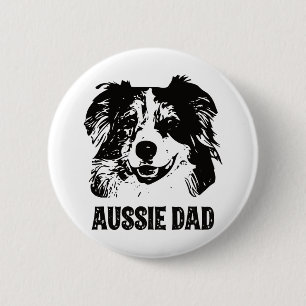 Mens Aussie Vater - Australian Shepherd Dog Vater Button