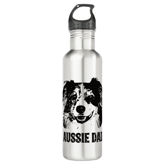 Mens Aussie Vater - Australian Shepherd Dog Vater Edelstahlflasche (Vorderseite)