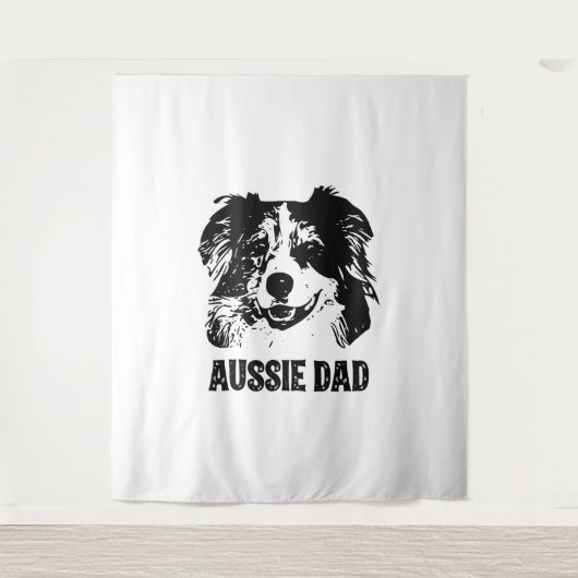 Mens Aussie Vater - Australian Shepherd Dog Vater Wandteppich (Vorderseite)