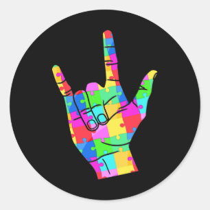Mens Autism Awareness Sign Language Geschenke ASL  Runder Aufkleber