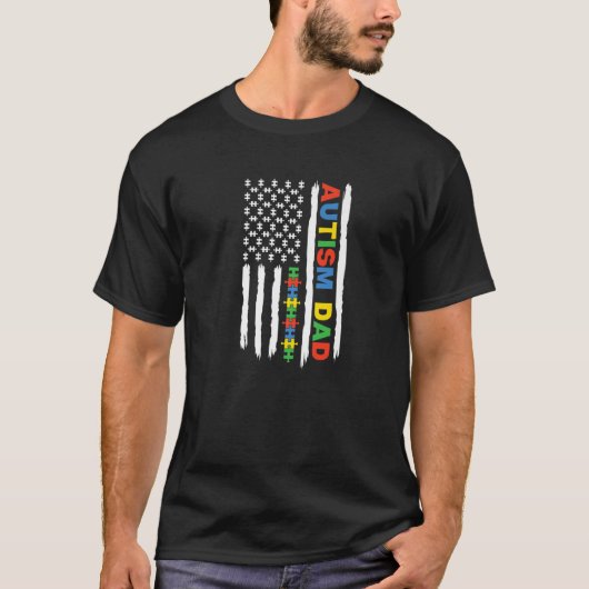 Mens Autism Dad Flag Autism Awareness T-Shirt (Vorderseite)