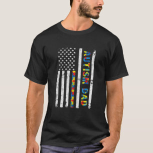 Mens Autism Vater erschüttert amerikanische Flagge T-Shirt