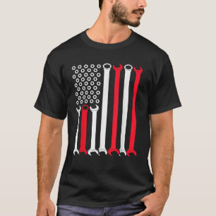 Mens Auto Reparateur Auto Mechanische USA Flag 4.  T-Shirt