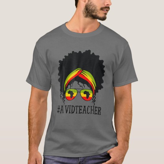 Mens Avid Teacher African Messy Bun Black History T-Shirt (Vorderseite)