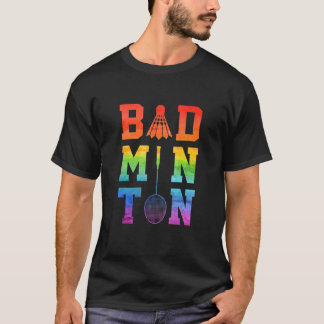 Mens Badminton Graphic Badminton Player Shuttlecc T-Shirt