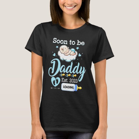Mens Bald zu Daddy Est 2023 Baby Schwangerschaft A T-Shirt (Vorderseite)