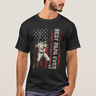 Mens Baseball Vater USA Flag Bestes Papa Ever Men  T-Shirt