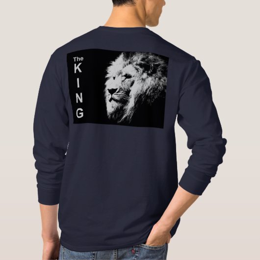 Mens Basic Long Sleeve TSjirts Navy Blue Lion T-Shirt (Rückseite)