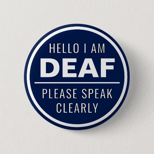 Mens Basic Navy Blue Speak eindeutig Deaf Button (Vorderseite)