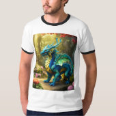 Mens Basic Ringer T - Shirt Whimsical Dragon T - S (Vorderseite)