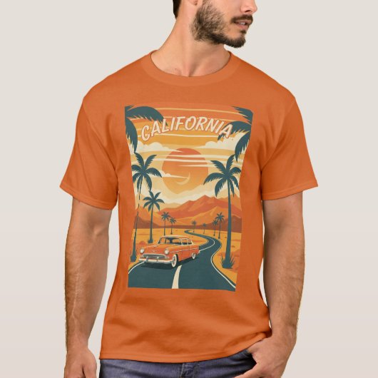 Men's Basic T-ShirtRetro California Travel Poster T-Shirt (Vorderseite)