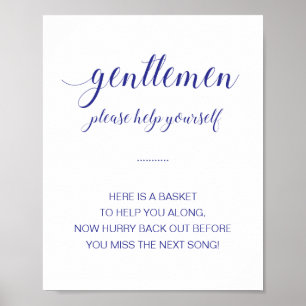 Mens Bathroom Basket Navy Blue Wedding Zeichen Poster