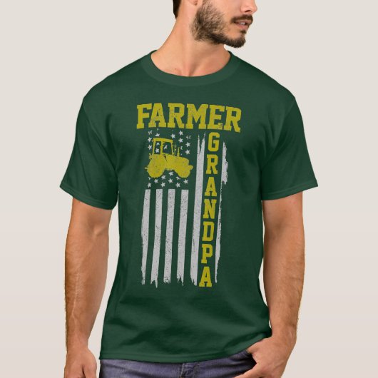Mens Bauer Großpa Flag Traktor Farm T-Shirt (Vorderseite)