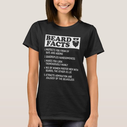 Mens Beard Fakten Bart Man und Bart Spaß T-Shirt (Vorderseite)