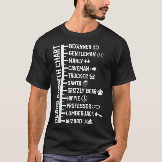 Mens Beard Scale Length Measurement Size Chart gif T-Shirt (Vorderseite)