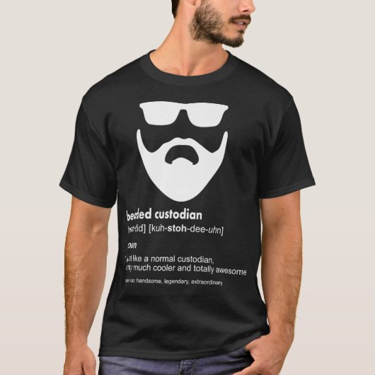 Mens Bearded Custodian Funny Beard Joke Janitor T-Shirt (Vorderseite)