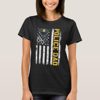 Mens bedrückte US-Flaggenpolizei Vater Patriotic F T-Shirt