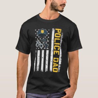 Mens bedrückte US-Flaggenpolizei Vater Patriotic F T-Shirt