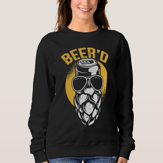 Mens Beerd Bearded Bier Drinker Alkohol Dose Biene Sweatshirt (Vorderseite)