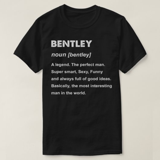 Mens Bentley Name Gift T-Shirt (Design vorne)