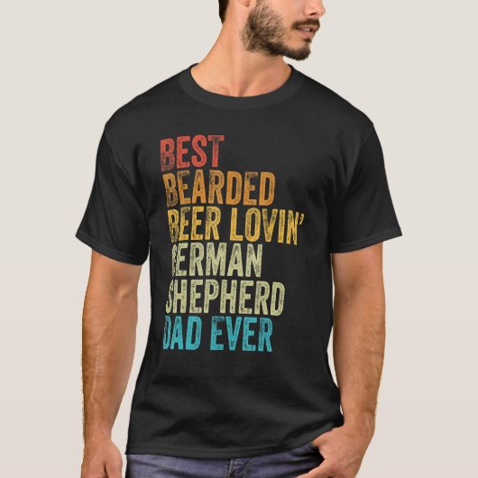 Mens Best Bartded Biere Lovin German Shepherd Vate T-Shirt (Vorderseite)