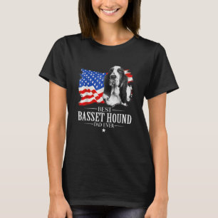 Mens Best Basset Hound Vater je amerikanische Flag T-Shirt