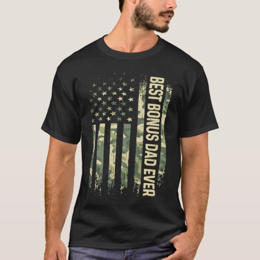 Mens Best Bonus Dad Ever Camo American Flag Father T-Shirt (Vorderseite)