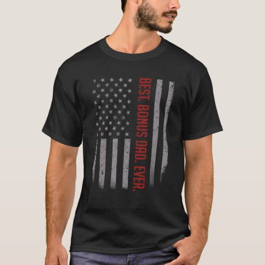 Mens Best Bonus Vater je amerikanische Flagge für  T-Shirt (Vorderseite)