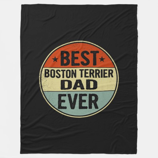 Mens Best Boston Terrier Dad Ever Retro Style Cool Fleecedecke (Vorderseite)
