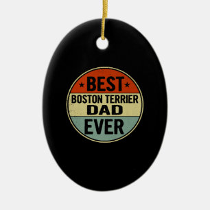 Mens Best Boston Terrier Dad Ever Retro Style Cool Keramik Ornament