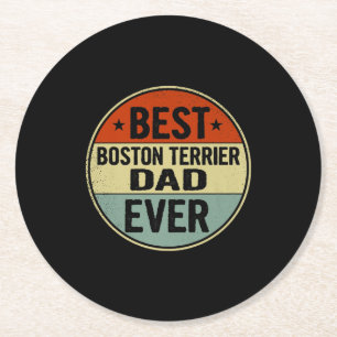 Mens Best Boston Terrier Dad Ever Retro Style Cool Runder Pappuntersetzer