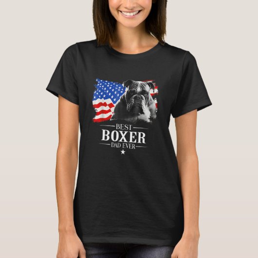 Mens Best Boxer Dad Ever American Flag Father s Da T-Shirt (Vorderseite)