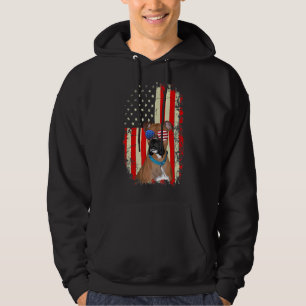Mens Best Boxer Vater je Hund American Flag Hoodie