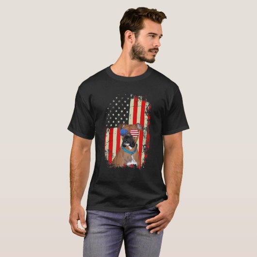 Mens Best Boxer Vater je T Dog Lover American Flag T-Shirt (Vorne ganz)