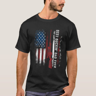 Mens Best Buckin Vater je Flag American Deer Hunti T-Shirt