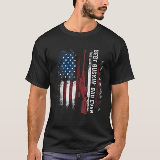 Mens Best Buckin Vater je Flag American Deer Hunti T-Shirt (Vorderseite)