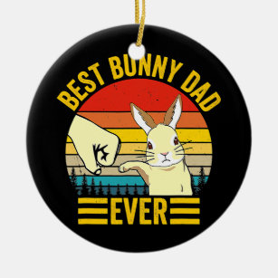 Mens Best Bunny Vater Ever Vintages Rabbit Lover Keramik Ornament