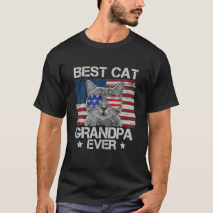 Mens Best Cat Opa je American Flag Patriotic T-Shirt