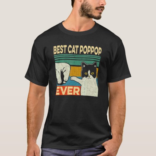 Mens Best Cat Poppop Ever Cat Vater Vathers Day T-Shirt (Vorderseite)