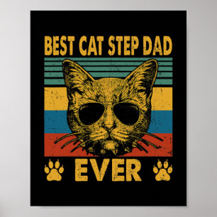 Mens Best Cat Step Vater Ever Funny Cat Vater Vate Poster