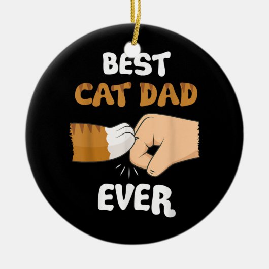 Mens Best Cat Vater je Paw Faust Bump Keramik Ornament (Vorne)