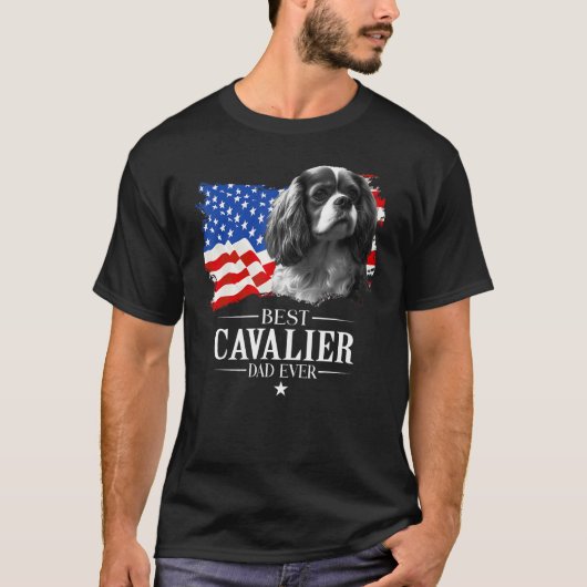 Mens Best Cavalier king Dad Ever American Flag Fat T-Shirt (Vorderseite)