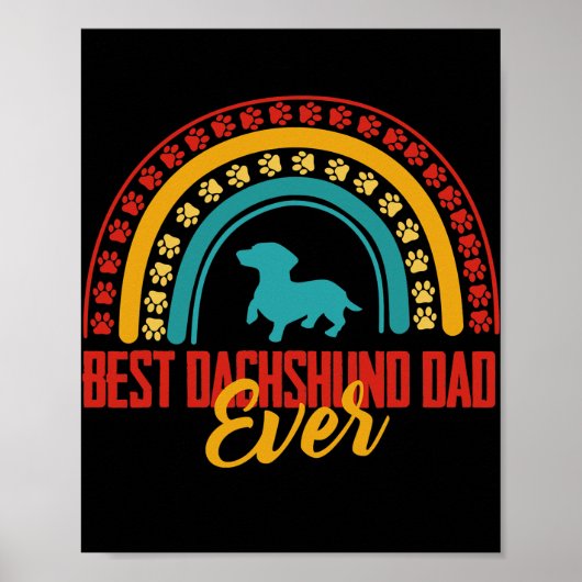 Mens Best Dackel Papa Ever Rainbow Dackel Poster (Vorne)
